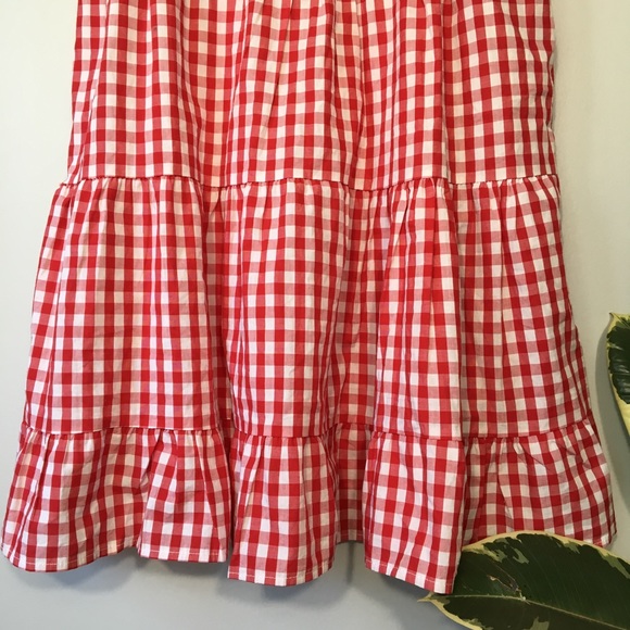 Zara Basic Red Gingham Print Ruffle Dress - Picture 4 of 5